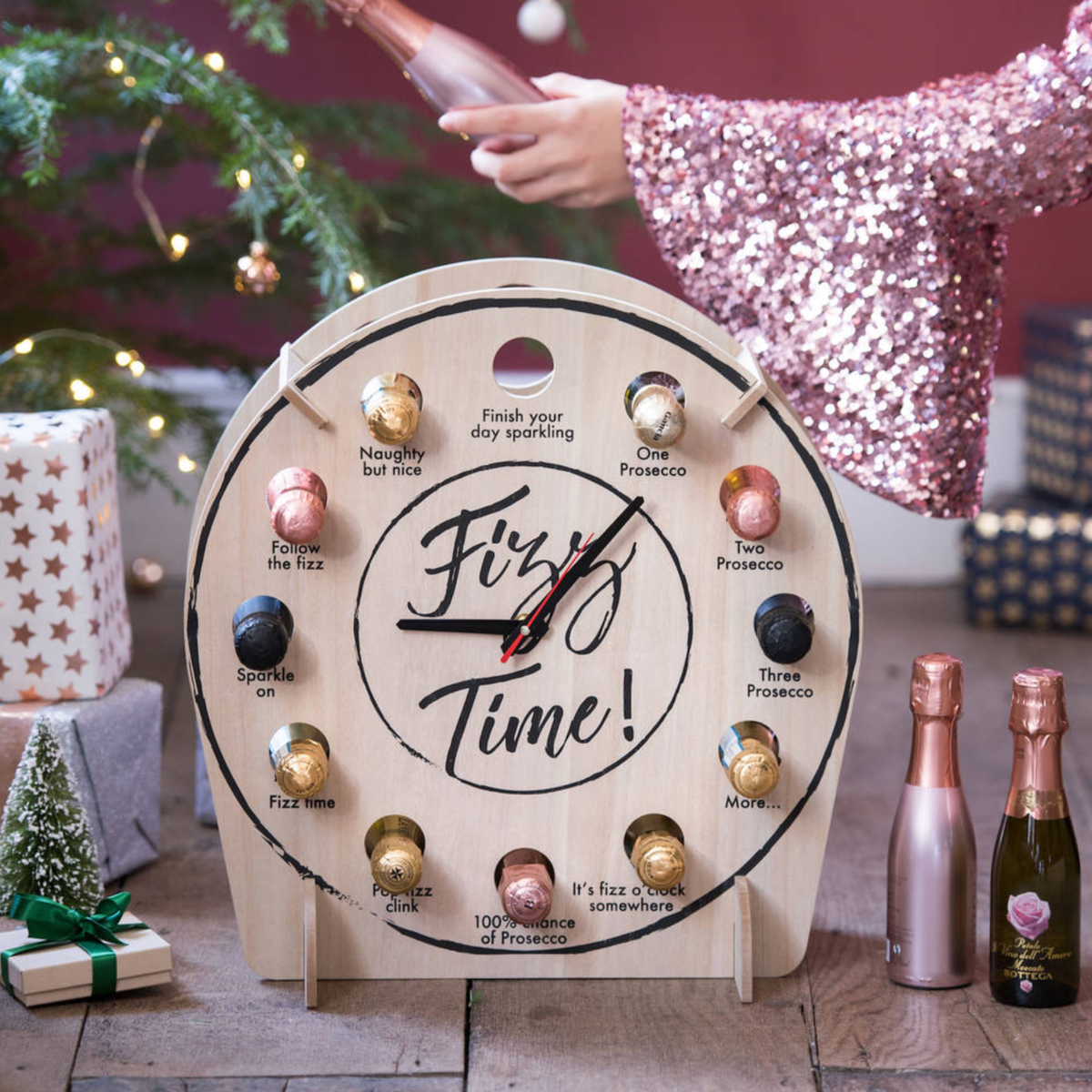 Prosecco O'Clock Advent Countdown Refillable Christmas Clock Calendar