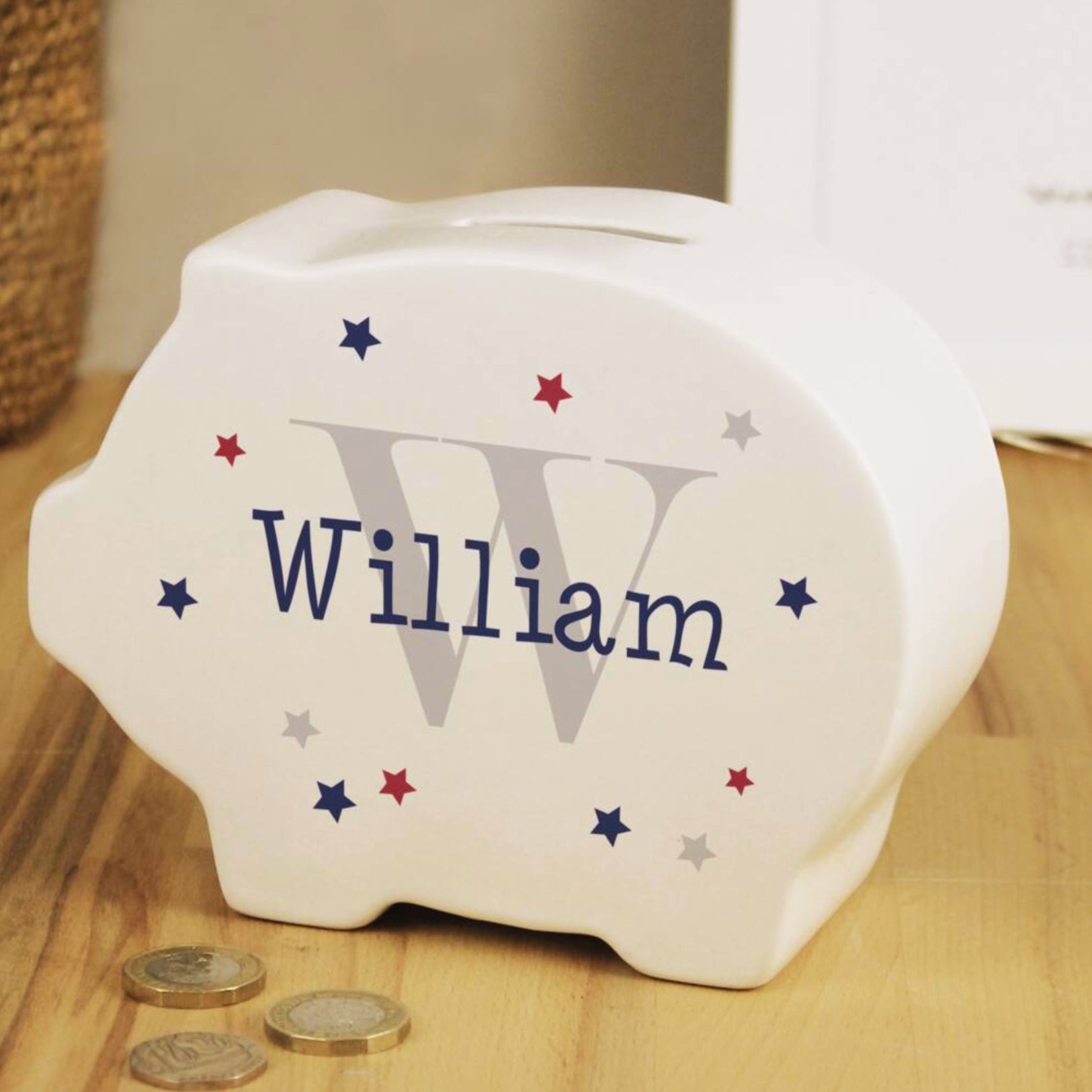 Personalised Name And Big Initial Piggy Bank
