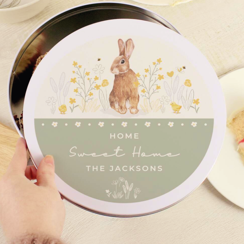 Personalised Spring Bunny Cake Tin