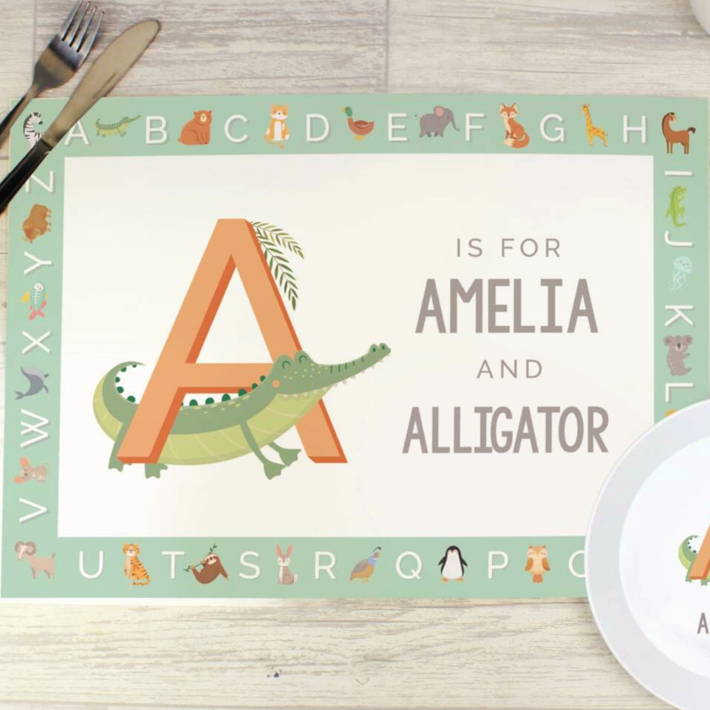 Personalised Animal Alphabet Melamine Plate