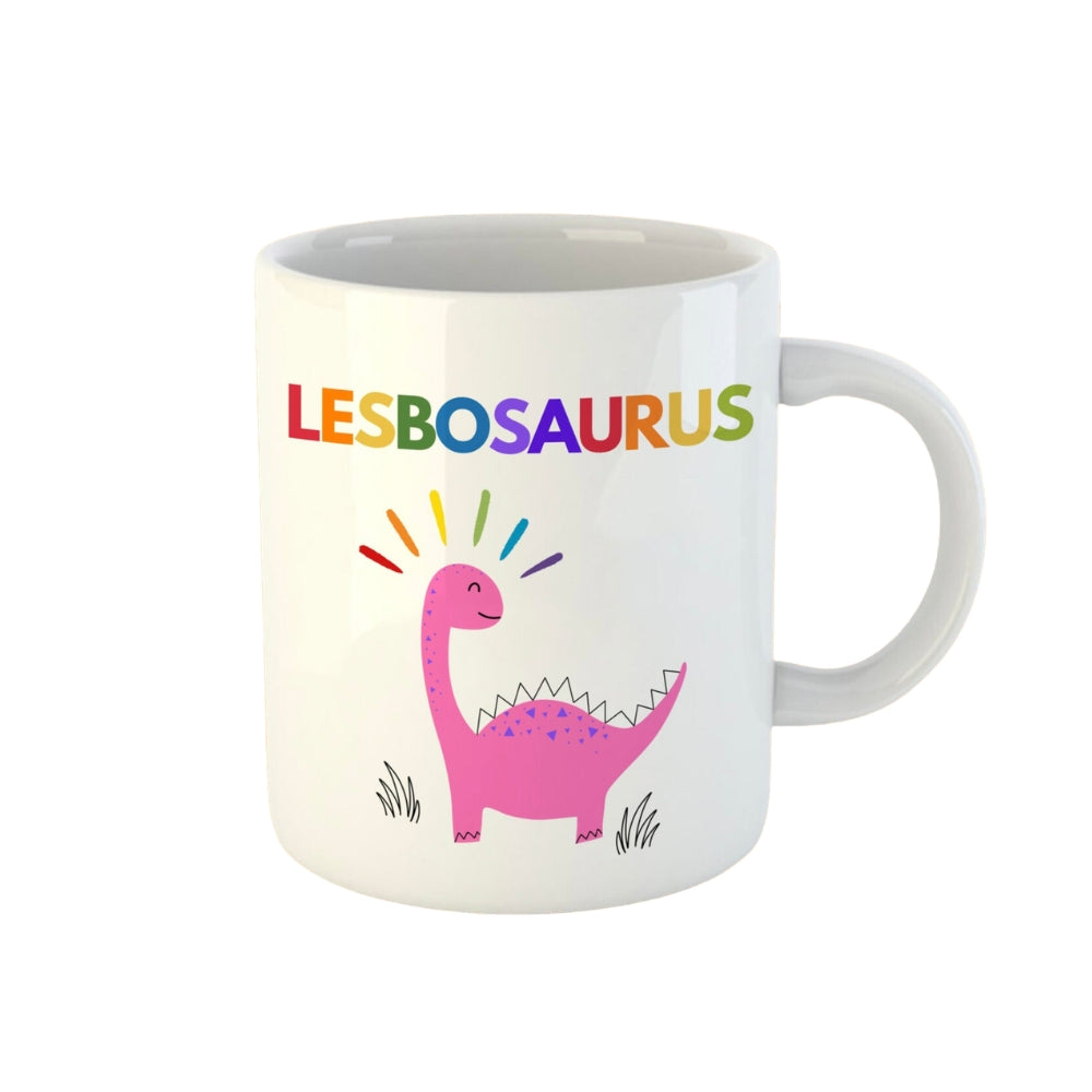 Lesbosaurus Pride Mug Rainbow Dinosaur