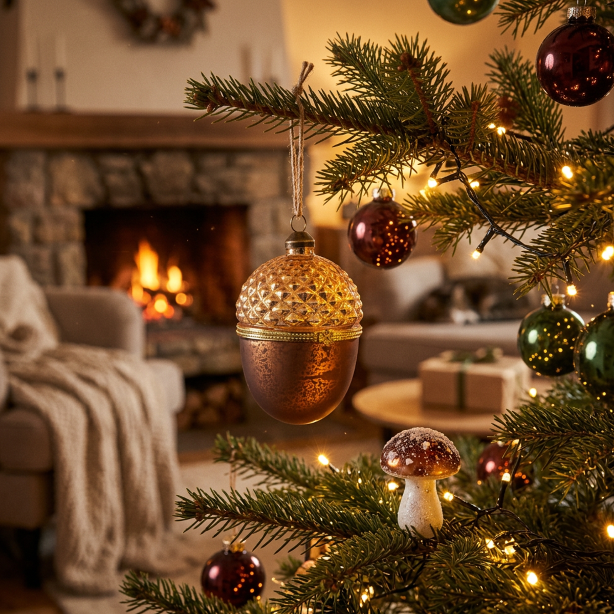 Opening Acorn Glass Christmas Bauble