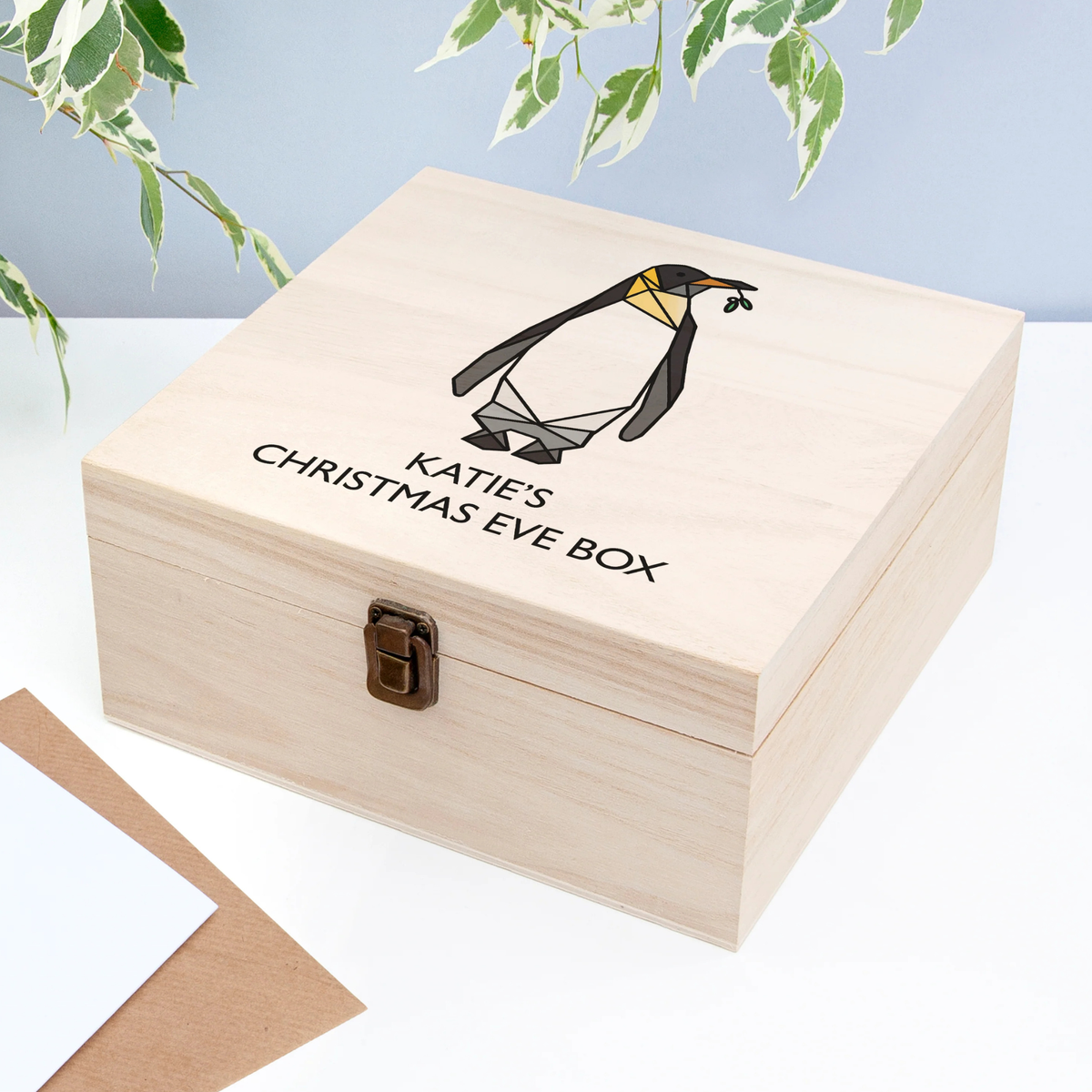Personalised Geometric Penguin Christmas Eve Box