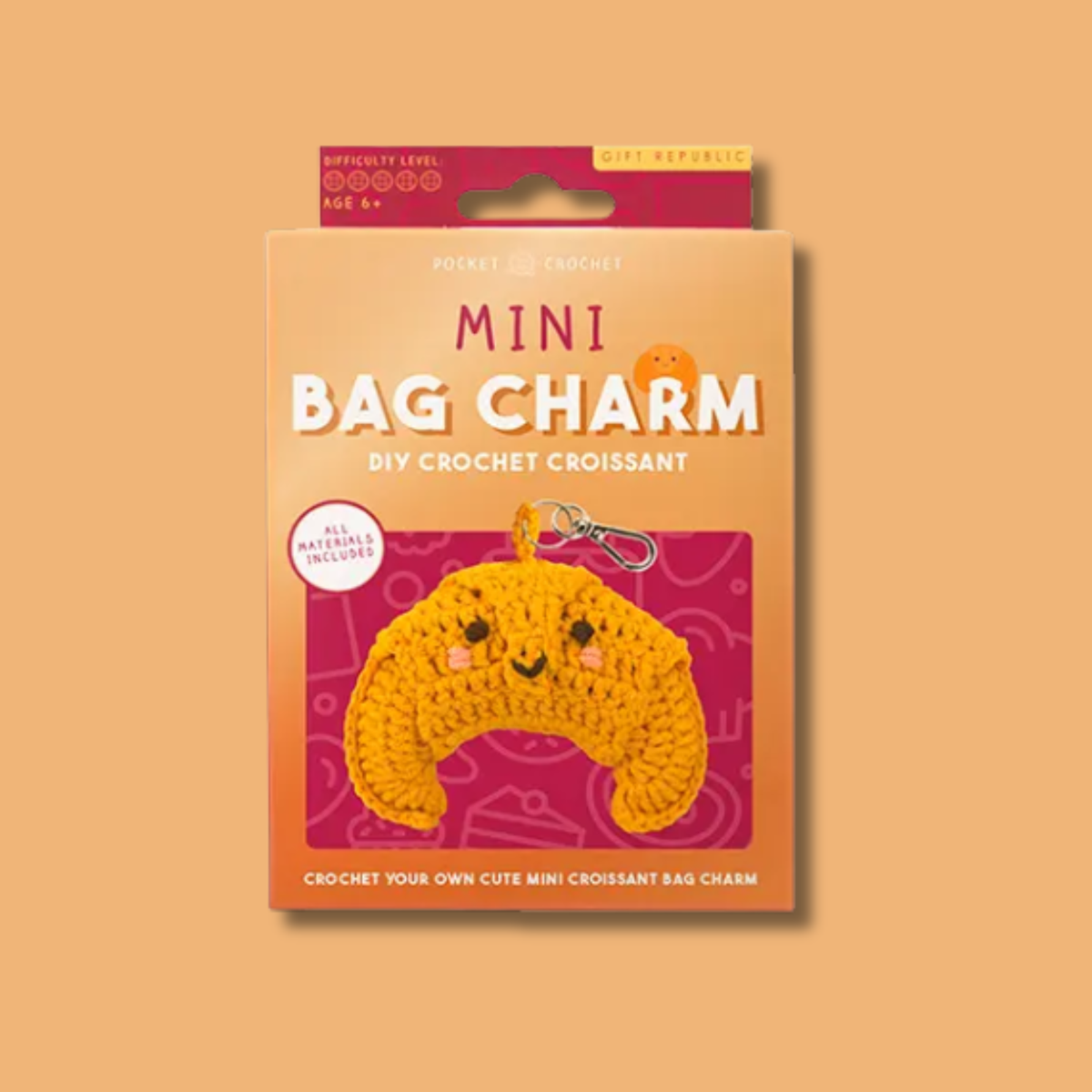 Mini Croissant DIY Crochet Bag Charm Kit