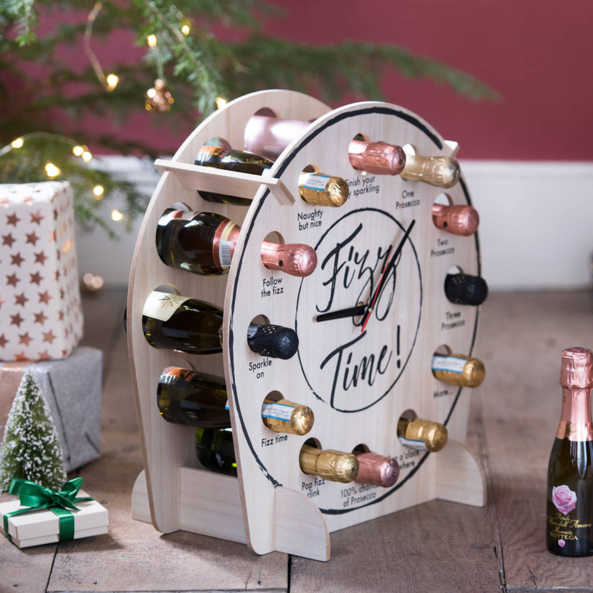 Prosecco O'Clock Advent Countdown Refillable Christmas Clock Calendar