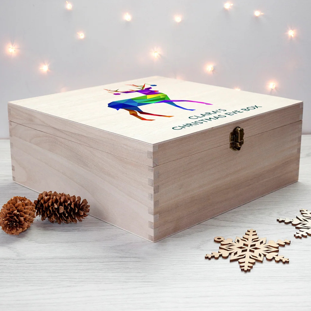 Personalised Geometric Reindeer Christmas Eve Box