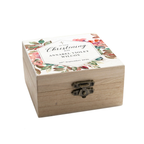 Personalised Floral Christening Keepsake Wooden Jewellery Box