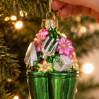 Green Wellington Boots Glass Christmas Bauble