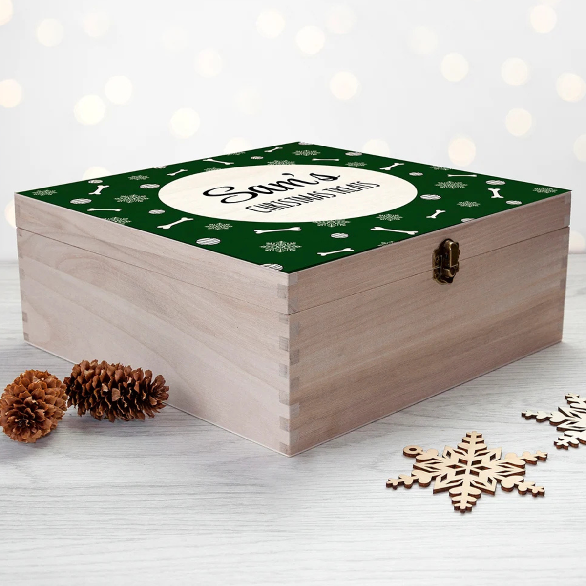 Personalised Dog Christmas Treats Wooden Box