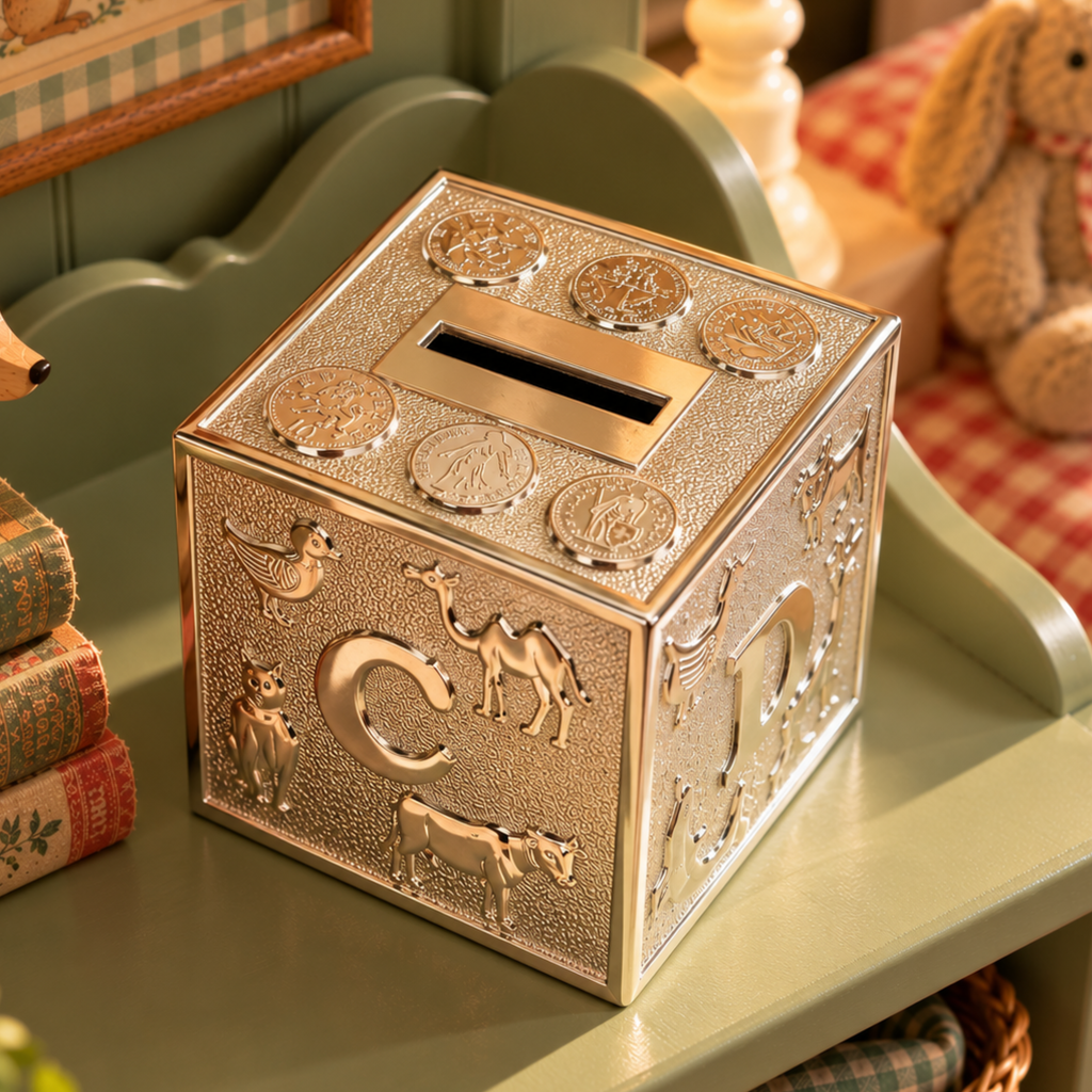 Personalised Silver Plated ABC Baby Money Box