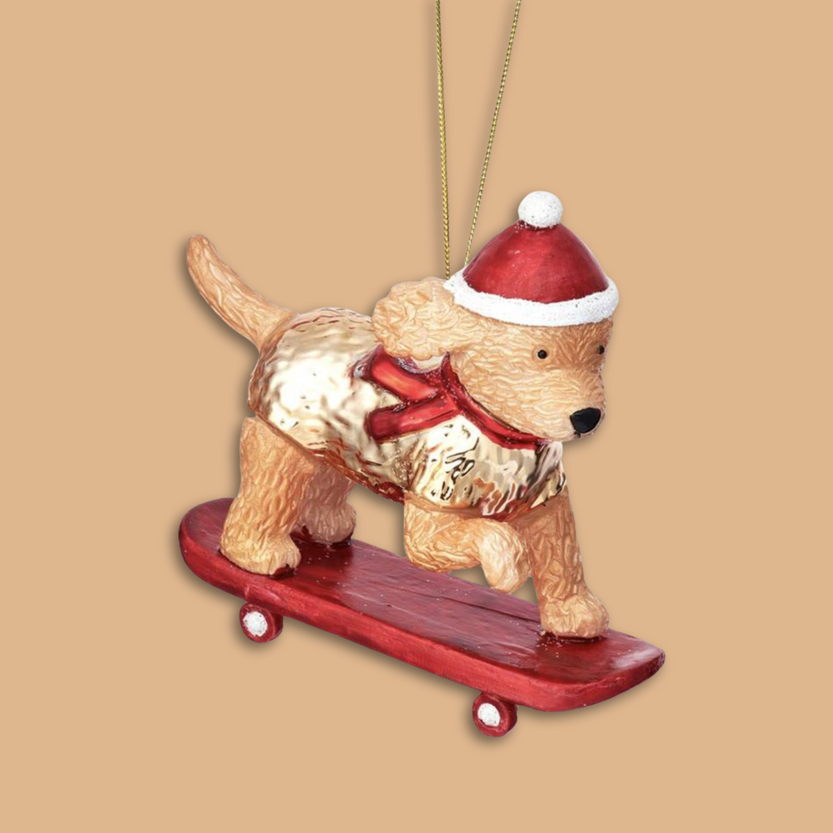 Skateboarding Cockapoo Christmas Bauble