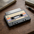 Black Cassette Card Holder Retro RFID Wallet