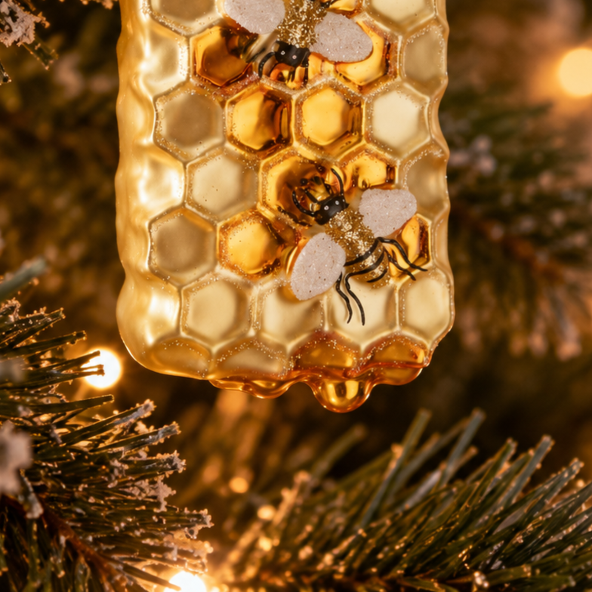 Bee Honeycomb Glass Christmas Bauble