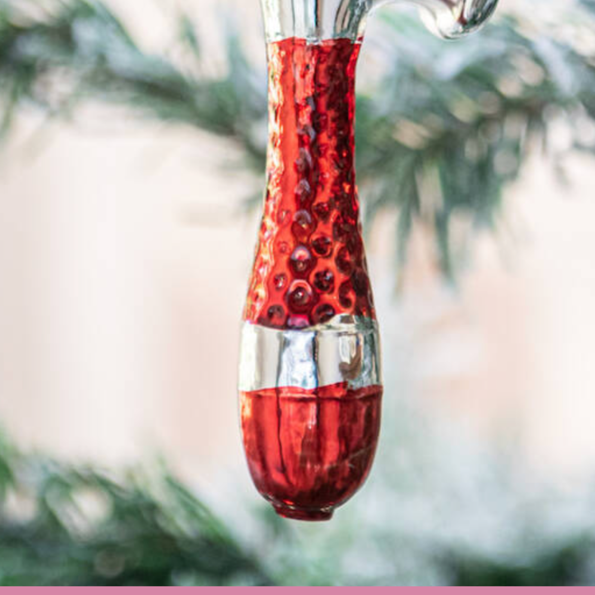 Red and Silver Hammer Glass Christmas Bauble