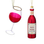 Wine Bottle and Wine Glass Christmas Bauble Set