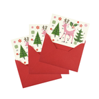 Mini retro Advent cards and red envelopes shown on a festive background