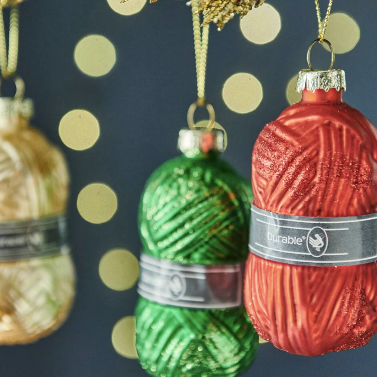 Set of 3 Knitting Wool Baubles