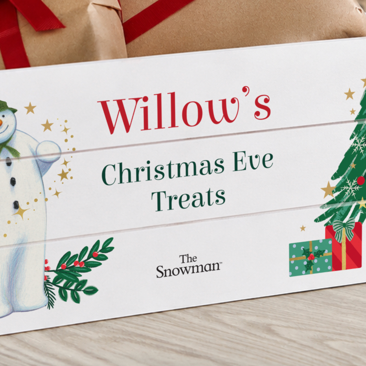 Personalised The Snowman Christmas Wishes Wooden Crate