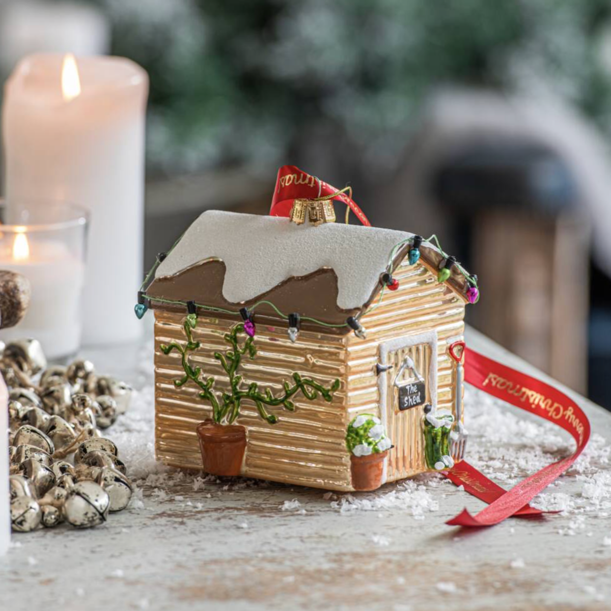 Personalised Garden Shed Glass Christmas Bauble