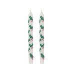 Holly Christmas Taper Dinner Candles