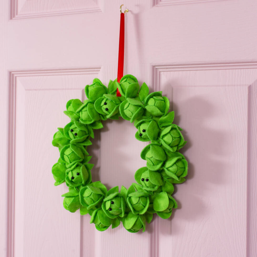 Brussels Sprout Felt Christmas Wreath