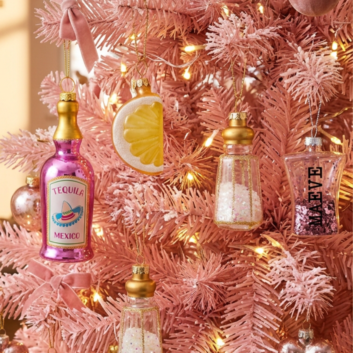 Set of 4 Personalised Tequila Baubles