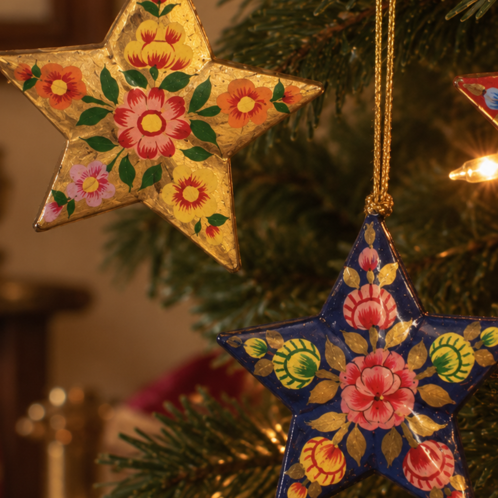 Kashmiri Floral Star Christmas Bauble