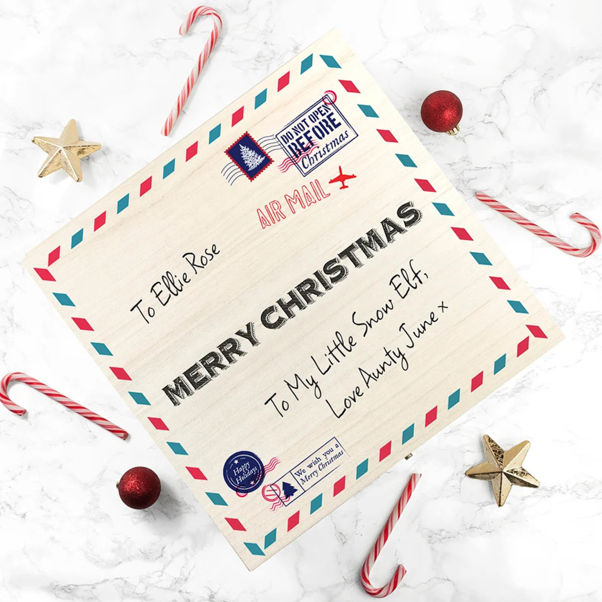 Personalised Nostalgic International Mail Christmas Box