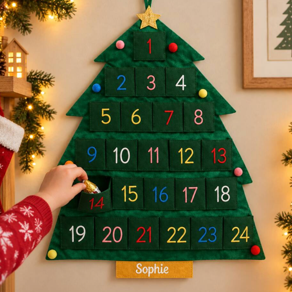 Personalised Fabric Christmas Tree Advent Calendar