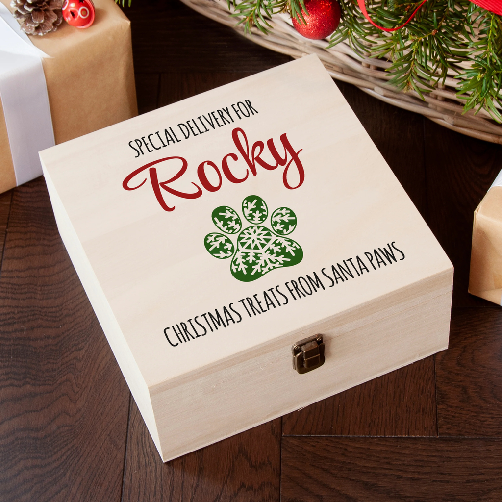 Personalised Pet Paw Christmas Treats Box
