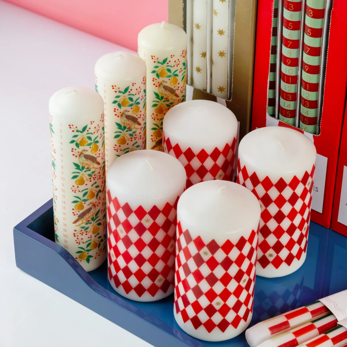Partridge & Pear Advent Pillar Candle