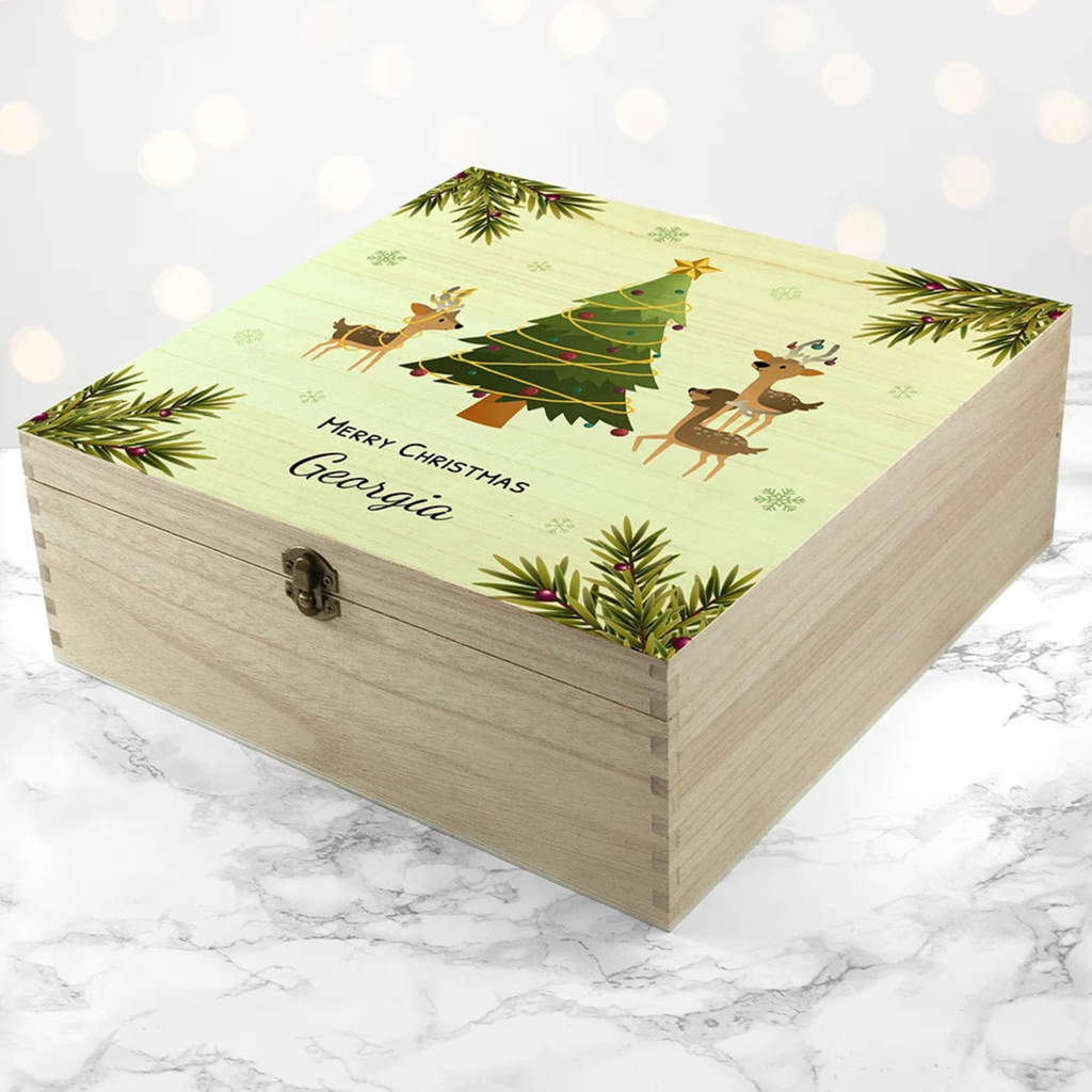 Personalised Playing Reindeers Christmas Eve Box