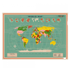Retro Hand-Drawn World Map Gift Wrap or Poster