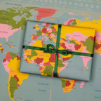 Retro Hand-Drawn World Map Gift Wrap or Poster