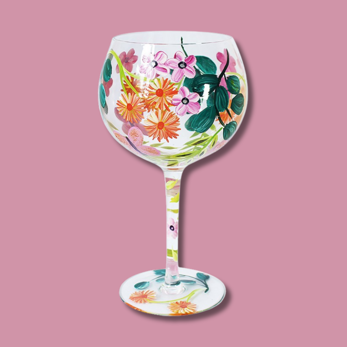 Hand-Painted Butterfly Garden Gin Glass