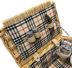 Two Person Wicker Picnic Basket With Natural Check Lining