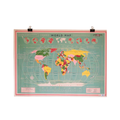 Retro Hand-Drawn World Map Gift Wrap or Poster