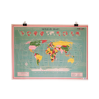 Retro Hand-Drawn World Map Gift Wrap or Poster