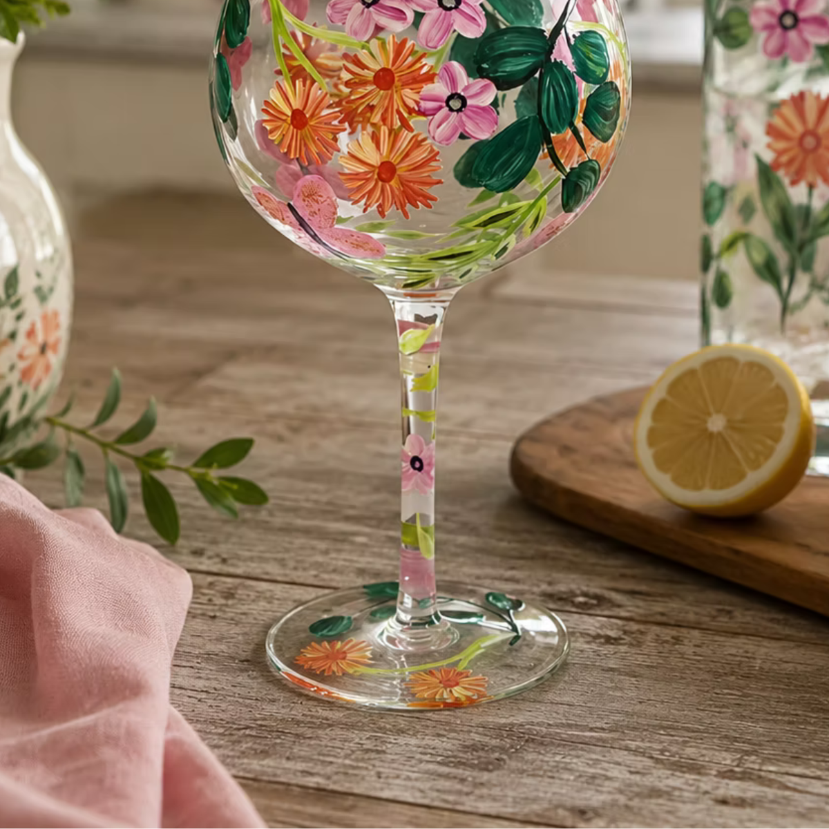 Hand-Painted Butterfly Garden Gin Glass
