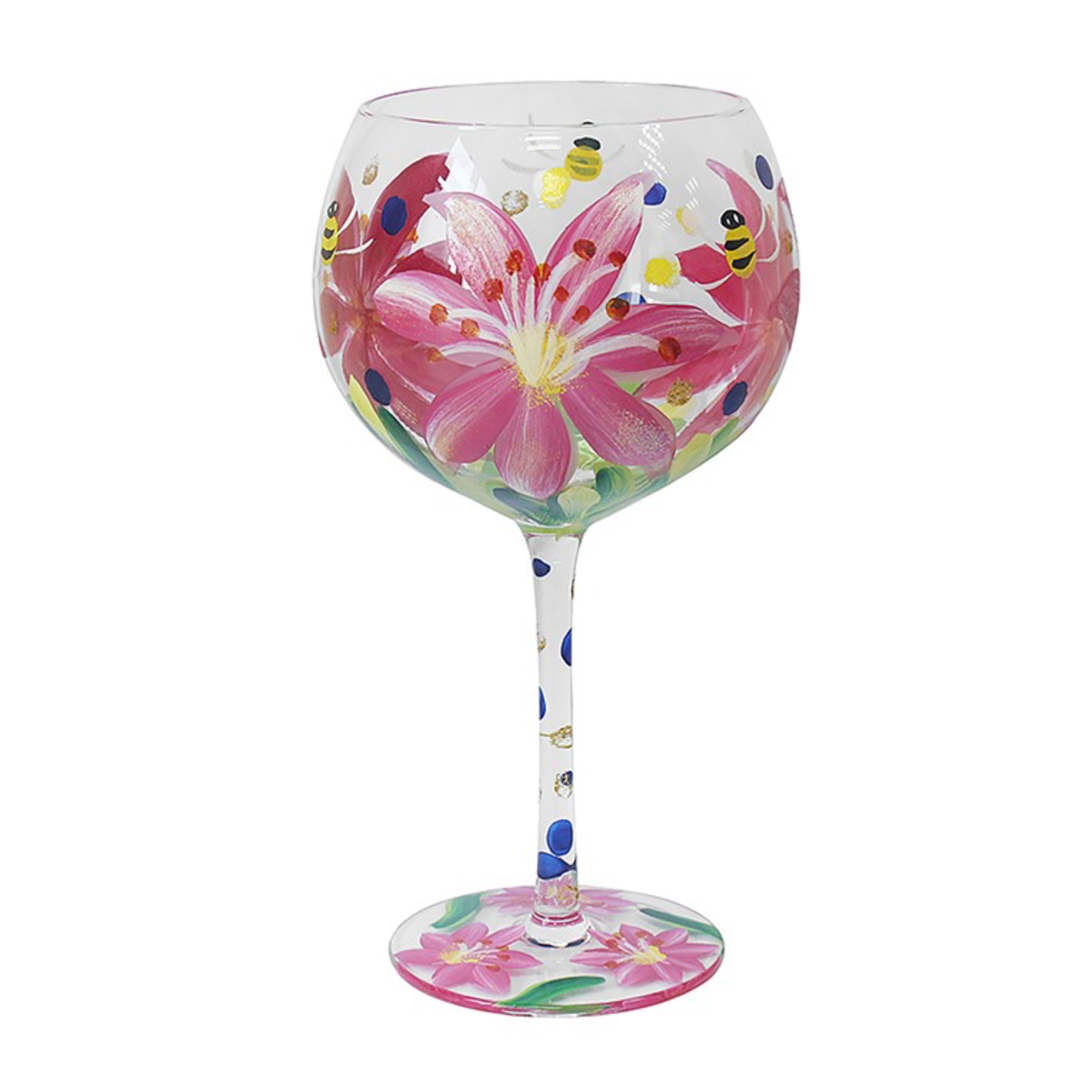 Hand-Painted Lilies Gin Glass