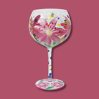 Hand-Painted Lilies Gin Glass