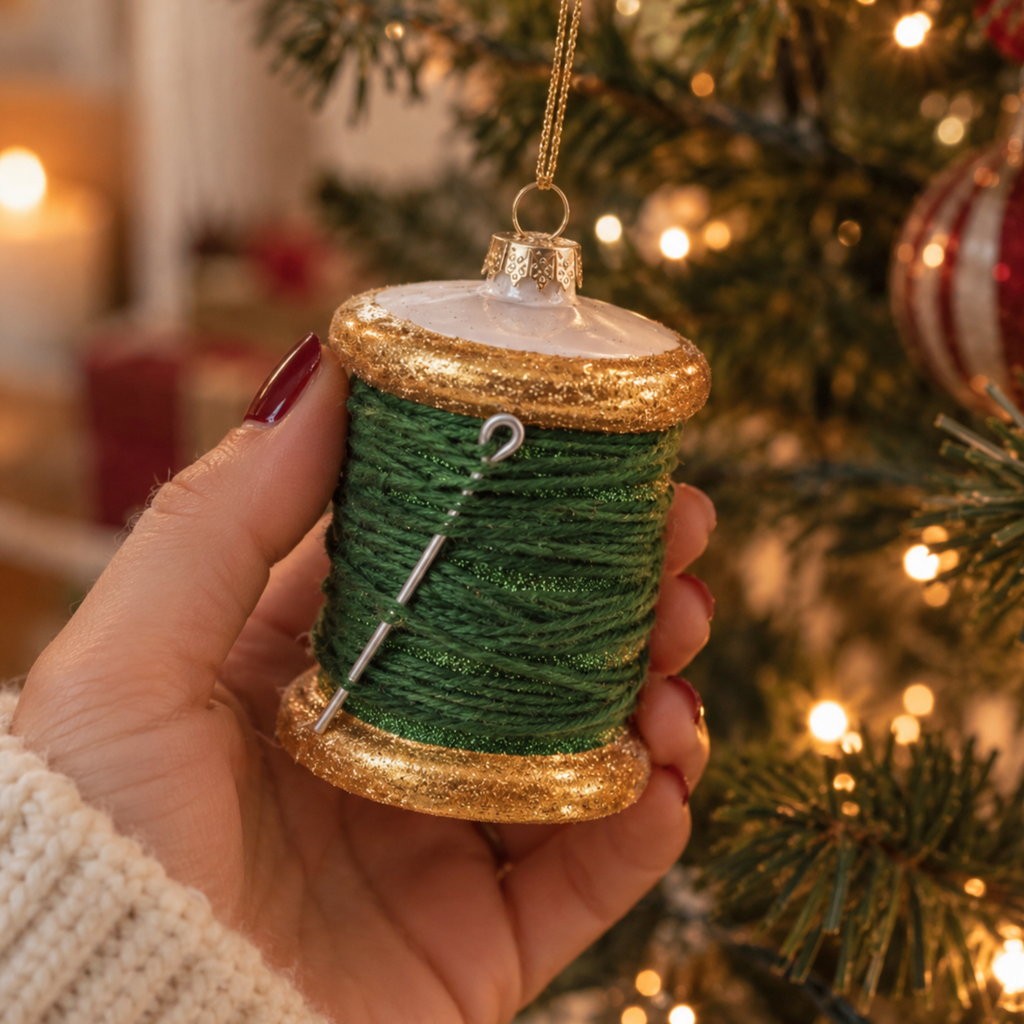 Thread Spool Glass Christmas Bauble