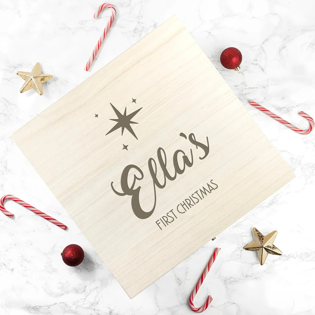 Personalised Minimalist First Christmas Memory Box