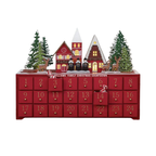 Personalised Red Wooden Advent Calendar With LED Lights