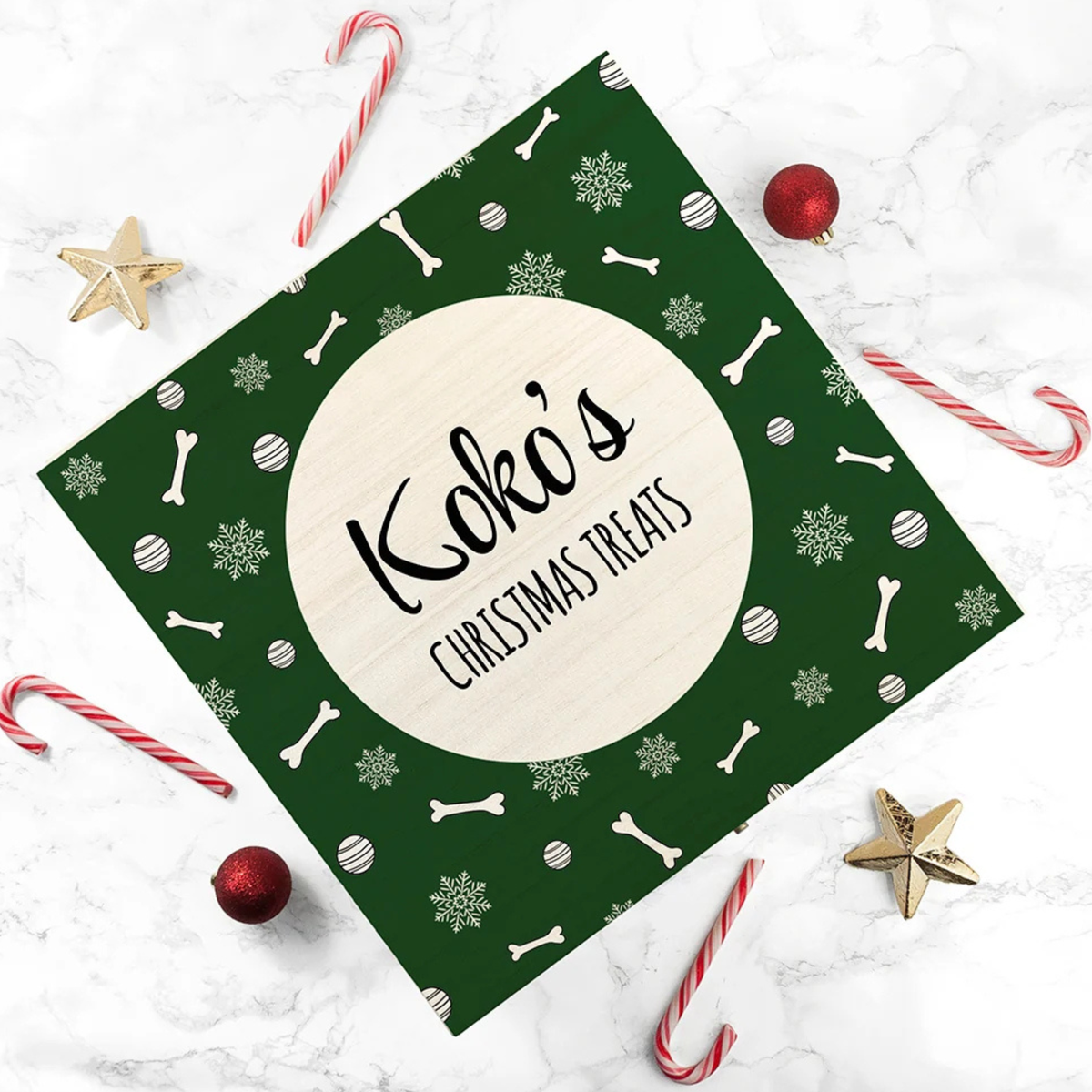 Personalised Dog Christmas Treats Wooden Box