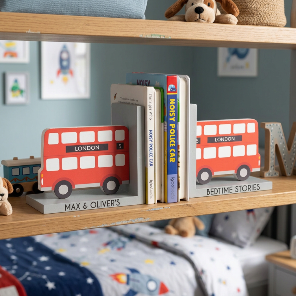 Personalised London Bus Bookends