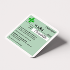Prescription label for vodka on a white background