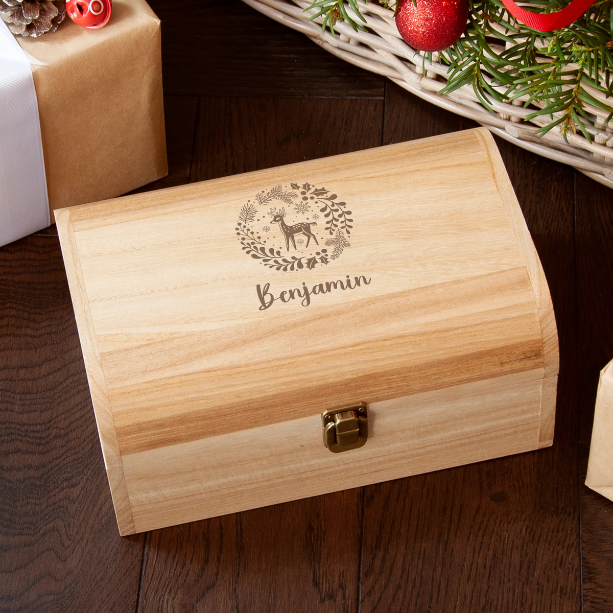Personalised Christmas Woodland Keepsake Chest