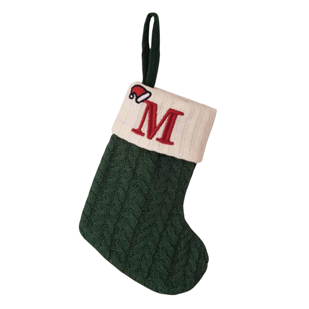 Mini Knitted Green Letter Christmas Stocking