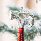 Red and Silver Hammer Glass Christmas Bauble